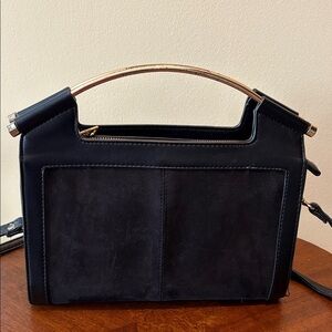 Miztique  satchel  Crossbody bag vegan Suede front panel & trim black/gold tone